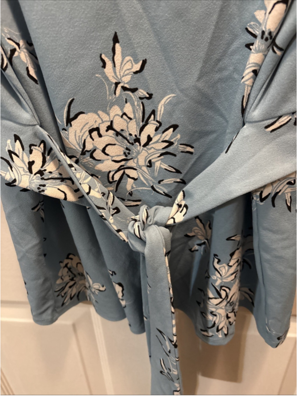 Worthington Navy Blue And White Floral Short Sleeve Shirt With A Tie Size Large - Picture 5 of 8